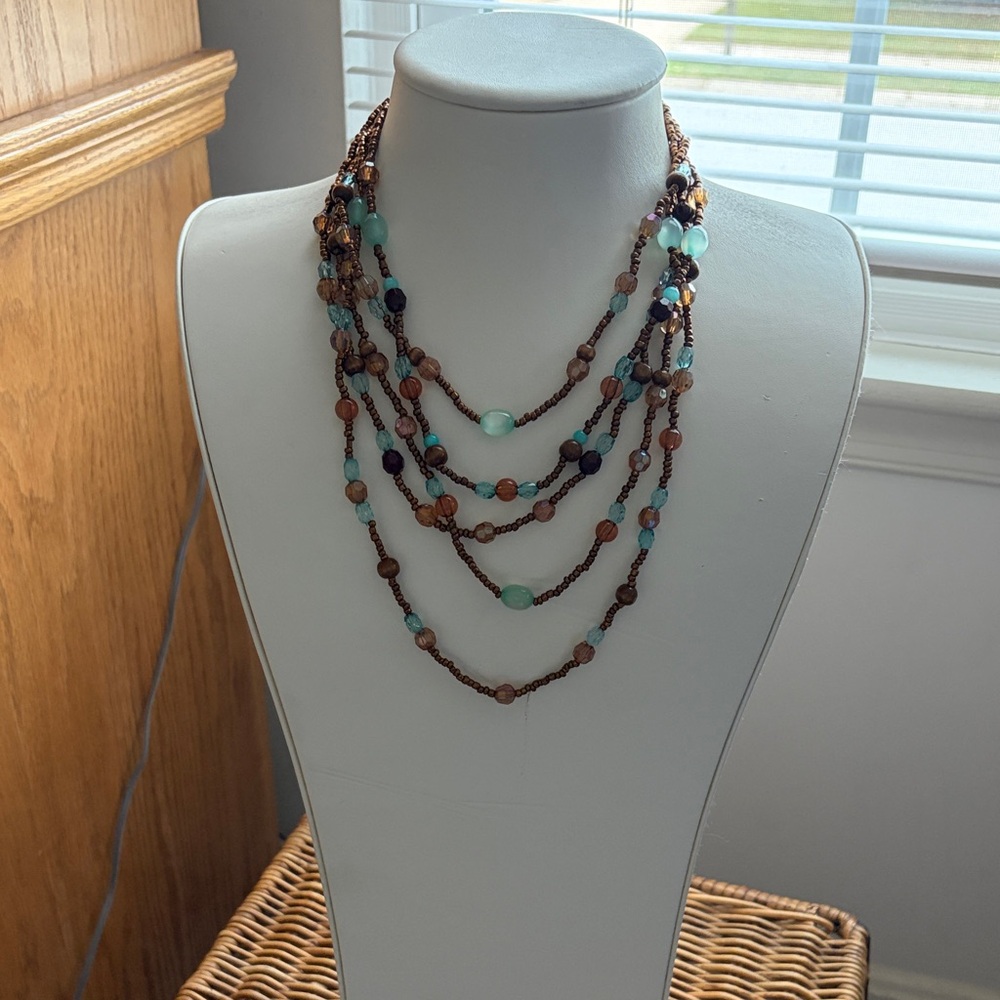 Bohemian Beaded Necklace with Earthy Tones